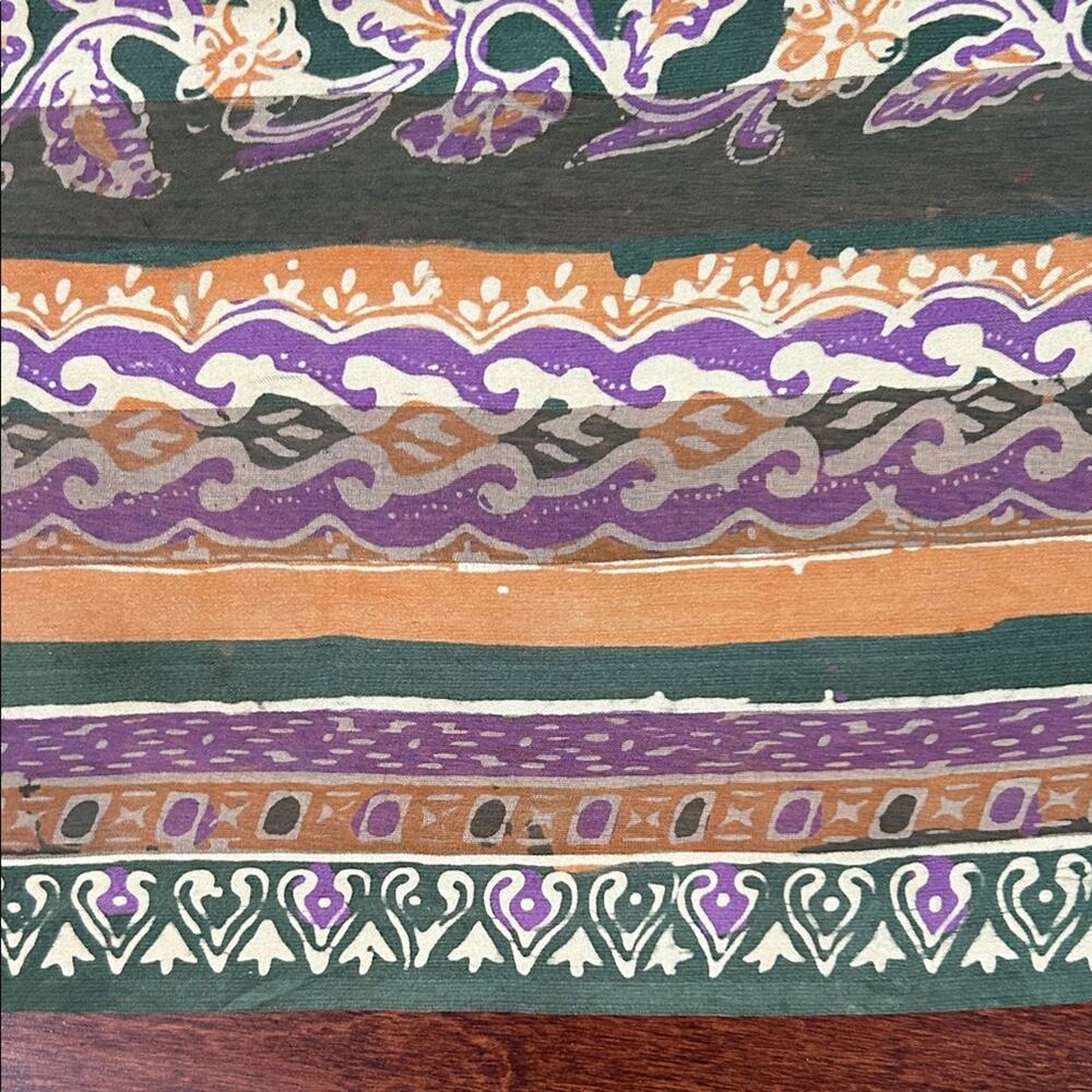 Oversized Bohemian Multicolor Patterned Silky Scarf - Picture 10 of 15